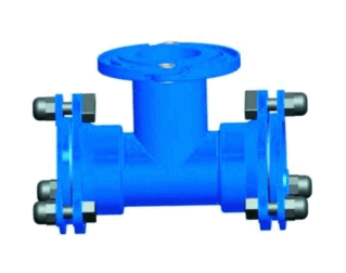 Abzweig-T-St&uuml;ck mit Doppelsteckdose und losem Flansch